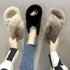 2019 nuove pantofole invernali in pelliccia di coniglio versione coreana di abbigliamento esterno chic pantofole incrociate in peluche pantofole da donna piatte da donna