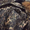 Lambswool 데님 재킷 여성 겨울 패션 표범 따뜻한 양털 파카 두꺼운 큰 모피 후드드 청바지 크기 코트 1