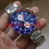 NUOVO Orologio da uomo Cinturino in acciaio inossidabile Lunetta blu Movimento al quarzo giapponese Cronografo I piccoli quadranti funzioneranno Cronometro multifunzione I 376708 W