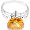 5pcs lot en gros solitaire engagement bijoux coeur coeur jaune citrine gemmes gemmes 925 argent sterling plaqué pour femmes anneaux US taille 7 8 9