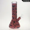 Saml 10 Inch Tall Beaker Bong Hookahs With Stars and Stripes Pattern Diffusion Percolate Water Pipe 7mm Thick US National Flags PG5079