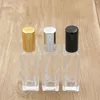 Botella de spray de perfume de vidrio portátil transparente 10ml 20ml Envases cosméticos vacíos con atomizador Botellas de fragancia con tapa de plata dorada