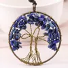 Collana con ciondolo albero della vita stile retrò con perline radice di albero colorato catena con perline acriliche 7 collane di colore gioielli in pietra naturale di cristallo da donna