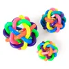 Dog Puppy Cat Pet Bell Chew Toys Lound Ball Rainbow Färgglada Gummi Rolig Playing Toy 6.5cm Training Pet Products