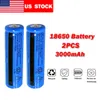 New 2x 18650 Battery 3000mAh 3.7v BRC Li-ion Rechargeable Battery for Flashlight + 18650 Dual Charger