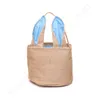 2022 Linen Easter Bucket Bunny Rabbit Ear Egg Basket Bag Cartoon Ears Hand Bag Baskets Easter Jute Canvas Festival Gift Bags Portable Candy Tote Containers A122101
