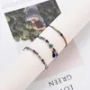 Элегантный дизайн ручной работы сплетенный синий шнур Красочные кристаллические бисерные пряди браслеты