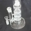 18 Inches Triple Honeycomb and Bridbridge Perc Glass Bongs Hookahs Oil Burner with 18mm Bowl for Smoking