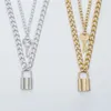 Key lock necklace chokers gold chains multilayer necklaces fashion jewelry women love lock pendant