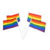 Rainbow Gay Pride Stick Flag 21*14cm Creative Hand Mini Flag Portable Waving Handhold med Home Festival Party Decor LLA964