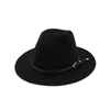 Fashion- واسعة حافة القبعات الصوف شعر حزب الرسمي الجاز تريلبي فيدورا قبعة مع حزام مشبك عارضة قبعة بنما فيدوراس