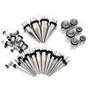 36pcs orelha kit de alongamento 14g-00g de aço inoxidável de aço inoxidável e plugues túneis Gauges de orelha expansor conjunto de jóias de piercing