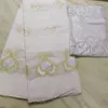 Tissu africain en coton blanc à la mode, 5 mètres, avec joli motif brodé et chemisier fuchsia de 2 mètres, ensemble de dentelle en filet pour robe BC73-8