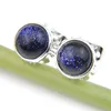 Luckyshine Argent 925 plaqué Rond Taillé Vintage Blue Boucles d'oreilles pour les femmes hommes Charm Unique Stud E0428 Port Offert (10 paires)