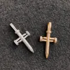 Nail Shape Cross Full Zircon Men's Hiphop Pendant Necklace Gold-plated Silver-plated Brass Pendant Selling In Europe and 2273