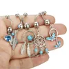 5pcs / set Dream Catcher Blue Stone Zircon Crystal Body Smycken Rostfritt Stål Rhinestone Navel Bell Button Piercing Ringar för Kvinnor