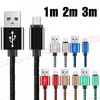 USB C Tipi C Mikro V8 USB Kablosu 1 M 2 M 3 M Alüminyum Alaşım Kumaş Naylon Veri Şarj Kabloları için Samsung S6 S7 S8 S9 Not 8 HTC Android Telefon