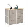 Linho / Natural Dresser Organizador Com 5 Gavetas Tecido Dresser Torre Para Quarto