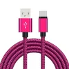 كابلات نايلون نايلون USB 1M 2M 2M 3M TYPE C MICRO CABLE CABLE لـ SAMSUNG S6 S7 EDG