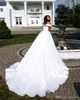 Eenvoudige elegante gewone satijnen trouwjurken boho wit off schouder backless korte mouw een lijn bruidsjurken plus size robe de Mariee