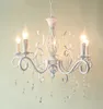 2019 Vintage lustre en cristal en fer forgé lampes suspendues plafonnier blanc E14 bougies luminaire