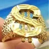 2019 New Fashion 18K Real Gold Plated US Dollar Sign Mens Ring Hip Hop Rock Punk Rapper Men Jewelry Gifts para meninos por atacado