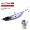 HENGJIA 50 pz/lotto Minnow esca da pesca in acqua salata spigola Deep Diver plastica esca dura galleggiante pesca artificiale Wobbler esca ganci