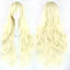 Size: adjustable synthetic Select color 80cm White Black Blonde Blue Red Green Pink Silver color Long Curly Wigs Fashion Cosplay Wavy