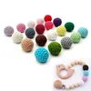 20mm DIY Wooden teether Baby Teether Toys Wooden Crochet beads Round Beads Nursing Jewelry Accessories Handmade Necklace Bracelet