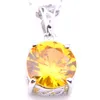 Mix 1 Set Classic Holiday Jewelry Fire Round Formed Yellow Crystal Zirconia 925 Sterling Silver Pendants örhängen smycken Set Holi1034484