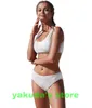 yakuda Discount 2024 swimwear girl sport Bikinis set beach print with steel bracket gathered bikini high waist split yakuda zipper vest sexy stripe