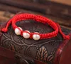 20pcs/lot Lucky Kabbalah Red String Pearl Charms Hamsa Bracelets Women Handmade Fatima Friendship Jewelry