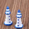 mini resin blue-bordered white Lighthouse 2pcs fairy garden mini moss terrarium decor crafts bonsai home decor