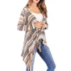 Woman Streetwear Shawl Autumn Spring Fashion Tassel Cardigan Long Sleeve Striped Casual Sweaters Women Cardigans 9003