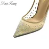 Doris Fanny Scarpe sexy donna party Tacchi a punta Tacchi a punta Crystal bling Argento Scarpe tacchi alti pompe 12cm Scarpe da sposa 43 taglia