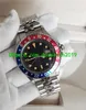 BP Factory vendant une montre de luxe de haute qualité 40mm Vintage GMT bordure bleue et rouge cadran noir 1675 mécanique automatique montre pour homme264a