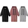 Fashion-Hooded Hoodie Långärmad Solid Färgtröja Lös Hoodie Long Tunika Sweatshirts Plus Hoodie Maxi Dress OOA3932