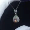 Handmade Female pendant With necklace 925 Sterling silver pear cut 5A zircon Cz Engagement wedding Pendants for women Gift