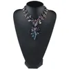 Gros-créateur de mode luxe coloré scintillant cristal exagéré fleur pendentif pull ras du cou déclaration collier pour femme