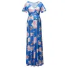 Summer Stretch robes de maternité mode vêtements de grossesse col en v imprimé fleuri femmes enceintes maxi Dresses9739856