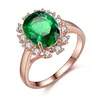 Fashion-Smycken Kvinna Lover Ring Smycken S925 Rose and Green Färg Exquisitemicro Square Crystal Exquisite Lovers Handtillbehör