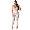 Summer Women Set Dress Perspective Mesh Bez ramiączek Bodyles + Spodnie Sexy Night Club Party Street Dwa kawałek garnitur stroje GL079