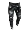 USA Trendy Herren Skinny Jeans Biker Destroyed Ausgefranste Slim Fit Denim Zerrissene Hose