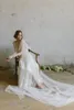 Incredibili abiti da sposa in pizzo bohémien a maniche lunghe da spiaggia a maniche lunghe 2019 Abiti da sposa sexy con scollo a V e scollo a V con fodero Boho country sexy