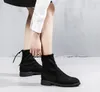 Mulheres Botas de Tornozelo Plataforma Elástica Banda Plana Sapatos de Salto Feminino Deslizamento Em Bota Curta Outono Sapato Para Senhoras