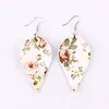 Fashion- Flower Printed leaf Leather Dangle Drop Earrings for Women Bohemian Style Leaves Statement Earrings for Women Summer Boho Jewelry