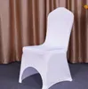 20.50.100pcs Stretch Chair Cover Elastic Universal White Spandex Bröllopsstolskydd för bröllop Party Bankett Hotel Polyester Fabric