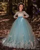 Königliche Prinzessin Blumenmädchenkleider für Hochzeiten, A-Linie, applizierte Kindergeburtstagsparty-Kleider, Blumenmädchenkleid