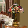 Tiffany Table Lamp Vintage Flowers Table Lights E27 Retro Mediterranean Style Table Lamp Bedroom Dining Room Art Desk Light