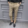 Yasuguoji Brytyjski Styl Dress Suign Pant Man 2020 Nowa Plaid Garnitur Pant Mężczyźni Designer Dżentelmeni Business Casual Work Spodnie